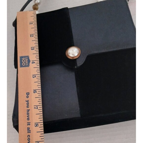 Vintage Black Velvet Evening Bag Handle Strap Made in Canada Purse - Picture 6 of 11